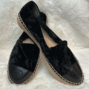 Tory Burch black velvet espadrilles